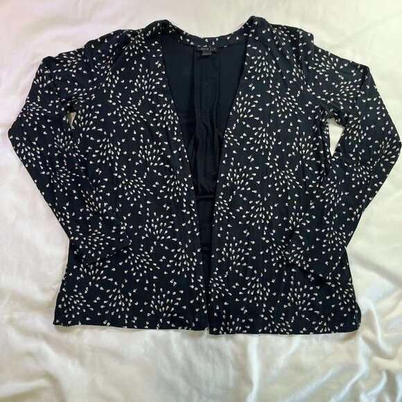 J Jill Black White Geometric Pattern Open Front Lightweight Blazer | Size S - Picture 1 of 5